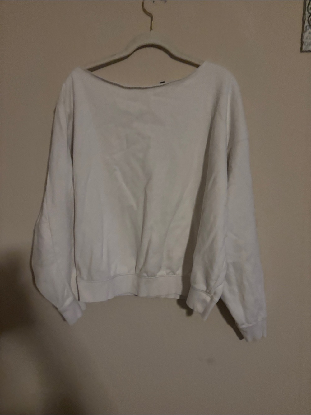 Express Off-the-Shoulder White Sweatshirt
